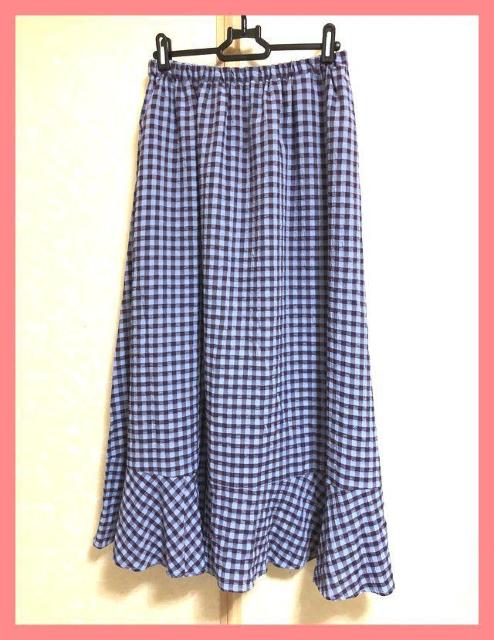 ☆今期新品☆サラサラ楊柳シフォンチェックフレアロングスカートL☆ < 女性ファッション ☆今期新品☆サラサラ楊柳シフォンチェックフレアロングスカートL☆ < 女性ファッションの