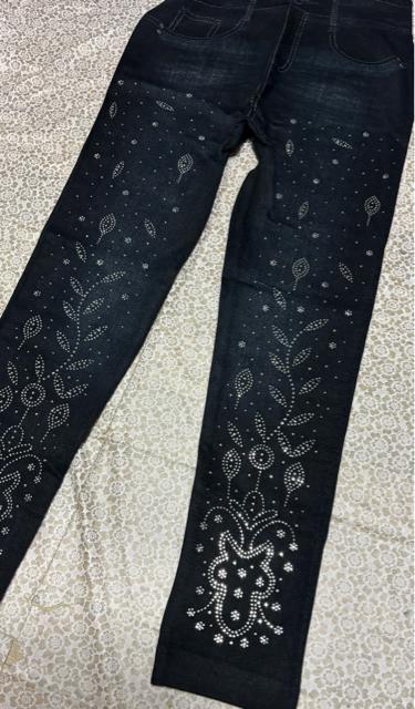 スキニー  レギンス  スパッツ キラキララインストーン付き デニム風プリント 大きいサイズ < 女性ファッション  スキニー  レギンス  スパッツ キラキララインストーン付き デニム風プリント 大きいサイズ < 女性ファッションの