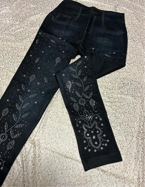 スキニー  レギンス  スパッツ キラキララインストーン付き デニム風プリント 大きいサイズ < 女性ファッション  スキニー  レギンス  スパッツ キラキララインストーン付き デニム風プリント 大きいサイズ < 女性ファッションの