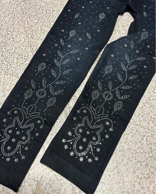 スキニー  レギンス  スパッツ キラキララインストーン付き デニム風プリント 大きいサイズ < 女性ファッション  スキニー  レギンス  スパッツ キラキララインストーン付き デニム風プリント 大きいサイズ < 女性ファッションの