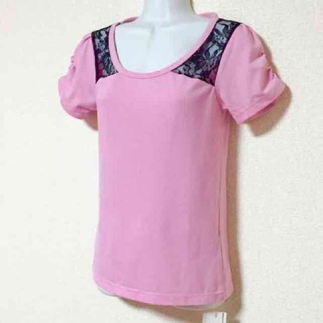 【新品】袖シャーリング入ブラックレース切替カットソー < 女性ファッション  【新品】袖シャーリング入ブラックレース切替カットソー  < 女性ファッションの