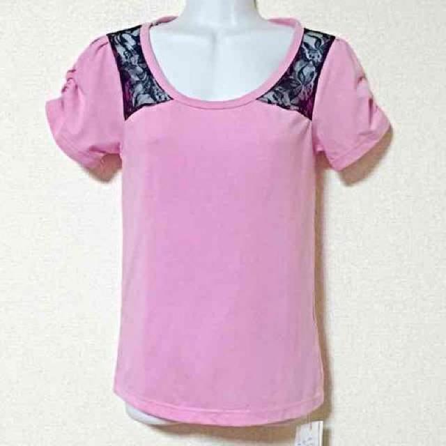 【新品】袖シャーリング入ブラックレース切替カットソー < 女性ファッション  【新品】袖シャーリング入ブラックレース切替カットソー < 女性ファッションの