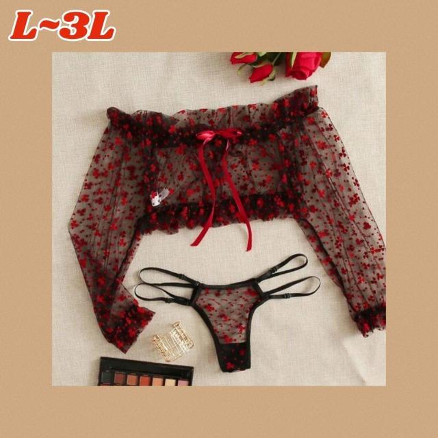 大きいサイズ 大人のガーターベルト付Tバックショーツ L~3L RED < 女性ファッション  大きいサイズ 大人のガーターベルト付Tバックショーツ L~3L RED  < 女性ファッションの