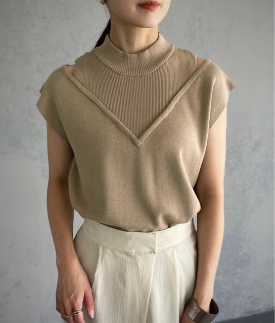 新品☆&g'aime(アンジェム)レイヤードライクノースリーブニット☆ < 女性ファッション 新品☆&g'aime(アンジェム)レイヤードライクノースリーブニット☆ < 女性ファッションの