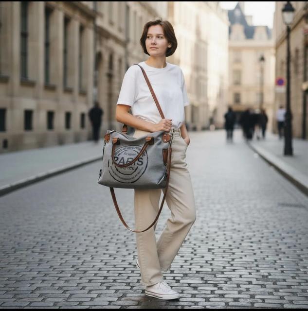 PARISロゴ 2WAY トートバッグ ショルダー付き キャンバスバッグ レディース 通勤 通学 旅行 大容量 おしゃれ 高見え < 女性ファッション PARISロゴ 2WAY トートバッグ ショルダー付き キャンバスバッグ レディース 通勤 通学 旅行 大容量 おしゃれ 高見え < 女性ファッションの