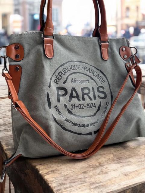 PARISロゴ 2WAY トートバッグ ショルダー付き キャンバスバッグ レディース 通勤 通学 旅行 大容量 おしゃれ 高見え < 女性ファッション PARISロゴ 2WAY トートバッグ ショルダー付き キャンバスバッグ レディース 通勤 通学 旅行 大容量 おしゃれ 高見え < 女性ファッションの