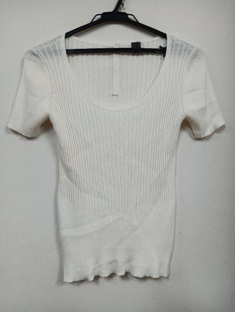 Calvin Klein リブニット 半袖 トップス ホワイト サイズ4 < ブランド Calvin Klein リブニット 半袖 トップス ホワイト サイズ4 < ブランドの