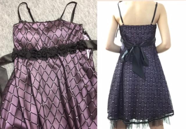 結婚式パーティー演奏会ドレス〓ダイヤ柄ラメ〓パープルAライン(M)新品〓 < 女性ファッション  結婚式パーティー演奏会ドレス〓ダイヤ柄ラメ〓パープルAライン(M)新品〓 < 女性ファッションの