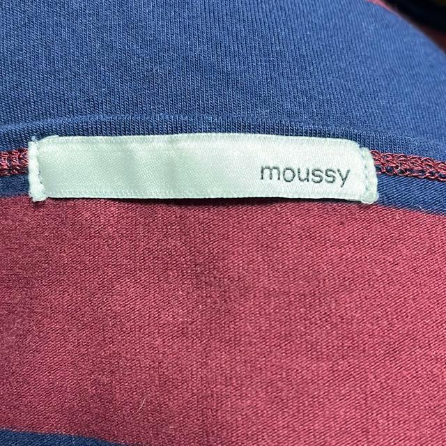 moussy マウジー 五分袖 ショート丈 ボーダーtシャツ 半袖tシャツ ボーダー 赤×紺 サイズ2 < ブランド  moussy マウジー 五分袖 ショート丈 ボーダーtシャツ 半袖tシャツ ボーダー 赤×紺 サイズ2 < ブランドの