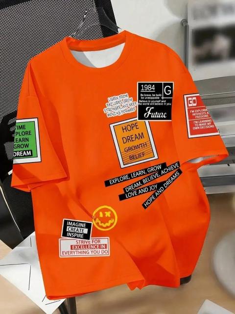 爆ヤス価格990円★遊び心のあるメンズTシャツ、オレンジグラフィック、ポリエステル、洗濯可能 USAサイズS(日本サイズL相当) < 男性ファッション 爆ヤス価格990円★遊び心のあるメンズTシャツ、オレンジグラフィック、ポリエステル、洗濯可能 USAサイズS(日本サイズL相当) < 男性ファッションの