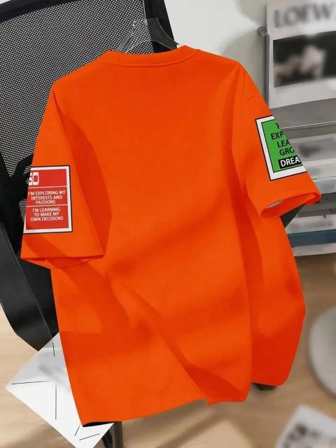 爆ヤス価格990円★遊び心のあるメンズTシャツ、オレンジグラフィック、ポリエステル、洗濯可能 USAサイズS(日本サイズL相当) < 男性ファッション 爆ヤス価格990円★遊び心のあるメンズTシャツ、オレンジグラフィック、ポリエステル、洗濯可能 USAサイズS(日本サイズL相当) < 男性ファッションの