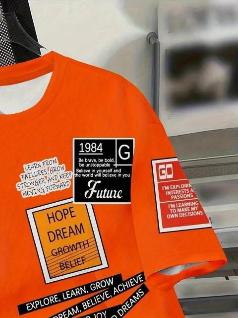 爆ヤス価格990円★遊び心のあるメンズTシャツ、オレンジグラフィック、ポリエステル、洗濯可能 USAサイズS(日本サイズL相当) < 男性ファッション 爆ヤス価格990円★遊び心のあるメンズTシャツ、オレンジグラフィック、ポリエステル、洗濯可能 USAサイズS(日本サイズL相当) < 男性ファッションの