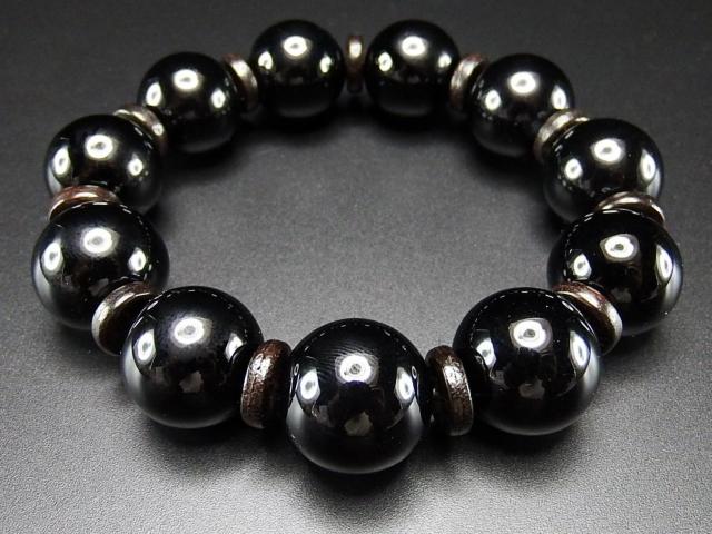 AAオニキス超大玉18mm弱木製ボタン天然石数珠ブレスレット御守り魔除け < 男性アクセサリー/時計  AAオニキス超大玉18mm弱木製ボタン天然石数珠ブレスレット御守り魔除け < 男性アクセサリー/時計の