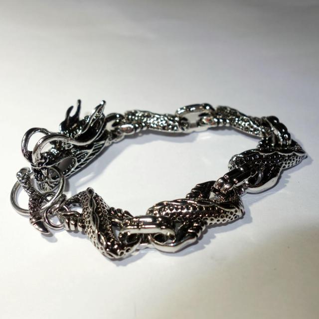 ドラゴン 竜 龍 ブレスレット アクセサリー シルバー色 銀色 メンズ < 男性アクセサリー/時計  ドラゴン 竜 龍 ブレスレット アクセサリー シルバー色 銀色 メンズ < 男性アクセサリー/時計の