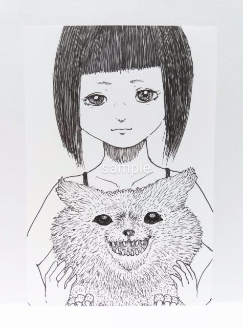 オリジナルイラスト 手描きイラスト モノクロ アナログ アート 原画 絵 白黒 ハンドメイド インテリア 女の子と獣 illust < アニメ/コミック/キャラクター  オリジナルイラスト 手描きイラスト モノクロ アナログ アート 原画 絵 白黒 ハンドメイド インテリア 女の子と獣 illust  < アニメ/コミック/キャラクターの