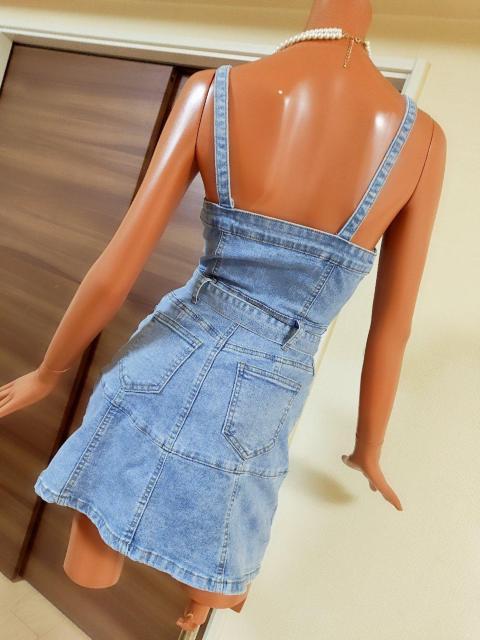 新品?xs〜s?ストレッチ.デニムワンピース? < 女性ファッション  新品?xs〜s?ストレッチ.デニムワンピース? < 女性ファッションの