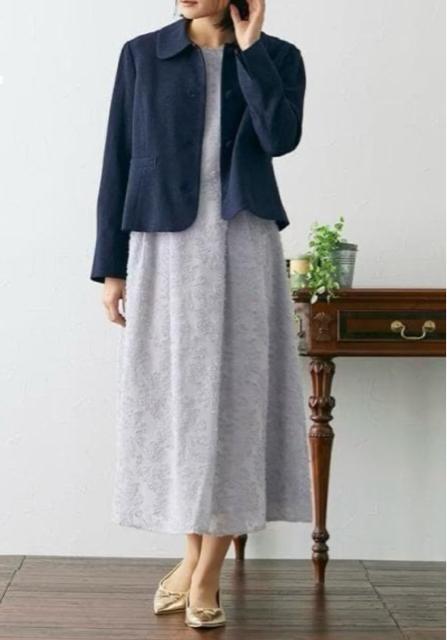 新品☆LL紺グレー♪ロングワンピーススーツ♪フォーマル入学式卒業式☆R144 < 女性ファッション 新品☆LL紺グレー♪ロングワンピーススーツ♪フォーマル入学式卒業式☆R144 < 女性ファッションの