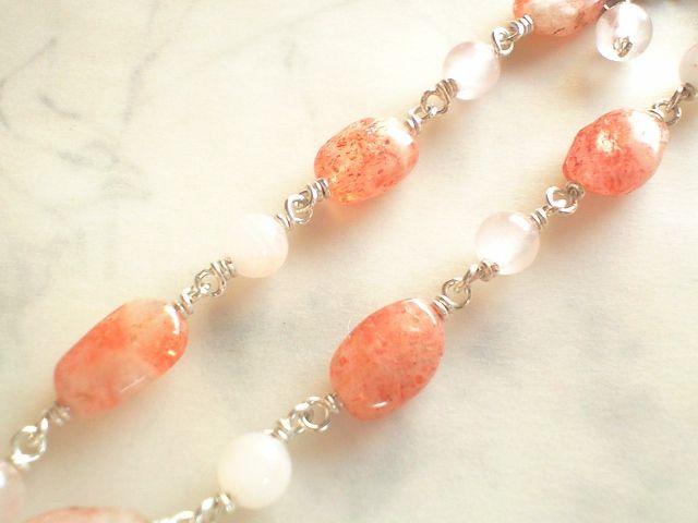 *サンストーンとローズクォーツのブレス*SF 16001 < 女性アクセサリー/時計  *サンストーンとローズクォーツのブレス*SF 16001 < 女性アクセサリー/時計の