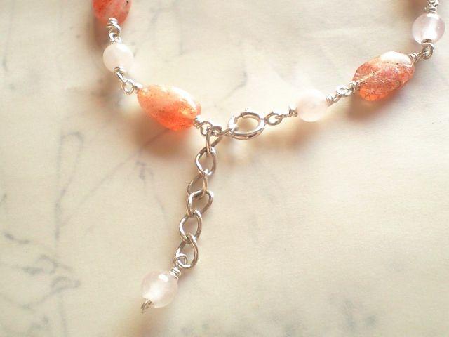 *サンストーンとローズクォーツのブレス*SF 16001 < 女性アクセサリー/時計  *サンストーンとローズクォーツのブレス*SF 16001 < 女性アクセサリー/時計の