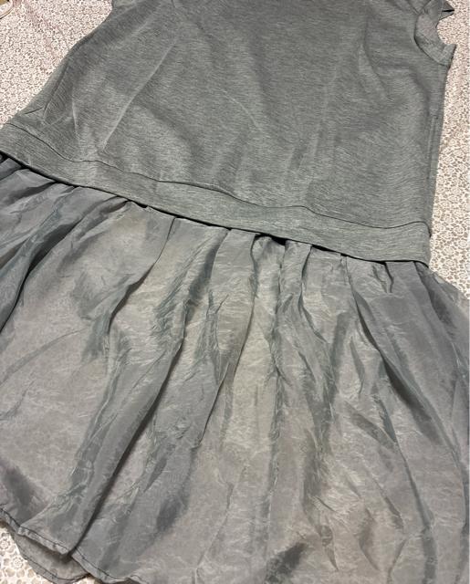 ロング丈ワンピース 異素材 シフォン切り替え グレー 大きいサイズ < 女性ファッション ロング丈ワンピース 異素材 シフォン切り替え グレー 大きいサイズ < 女性ファッションの