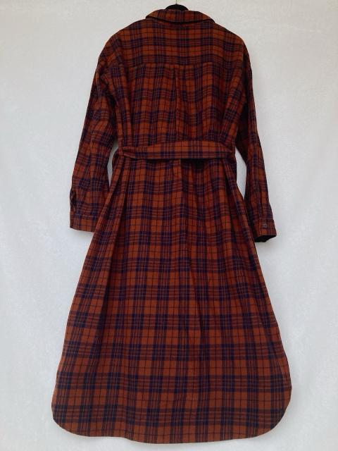 チェック柄 長袖 シャツ ミモレ丈 ロング ワンピース M 古着 ウエストベルト N2m < 女性ファッション チェック柄 長袖 シャツ ミモレ丈 ロング ワンピース M 古着 ウエストベルト N2m < 女性ファッションの