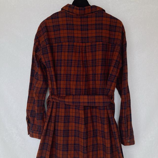 チェック柄 長袖 シャツ ミモレ丈 ロング ワンピース M 古着 ウエストベルト N2m < 女性ファッション チェック柄 長袖 シャツ ミモレ丈 ロング ワンピース M 古着 ウエストベルト N2m < 女性ファッションの