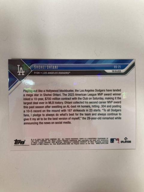 2023 Topps Now 大谷翔平 ロサンゼルス ドジャース 初カード裏はホログラム付き その6 らくらくゆうパケット発送可 < レジャー/スポーツ 2023 Topps Now 大谷翔平 ロサンゼルス ドジャース 初カード裏はホログラム付き その6 らくらくゆうパケット発送可 < レジャー/スポーツの