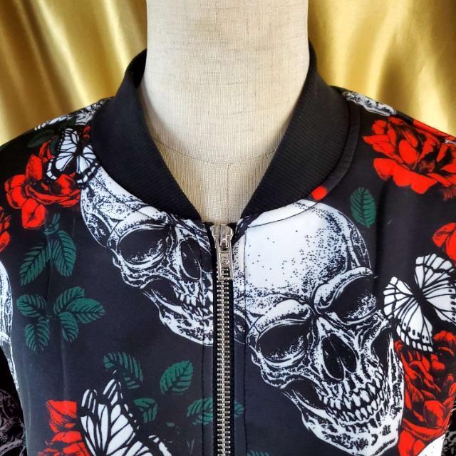 込み★538★SHEIN★スカル&薔薇柄★ジャンパー/ブルゾン★S★ < 女性ファッション  込み★538★SHEIN★スカル&薔薇柄★ジャンパー/ブルゾン★S★ < 女性ファッションの