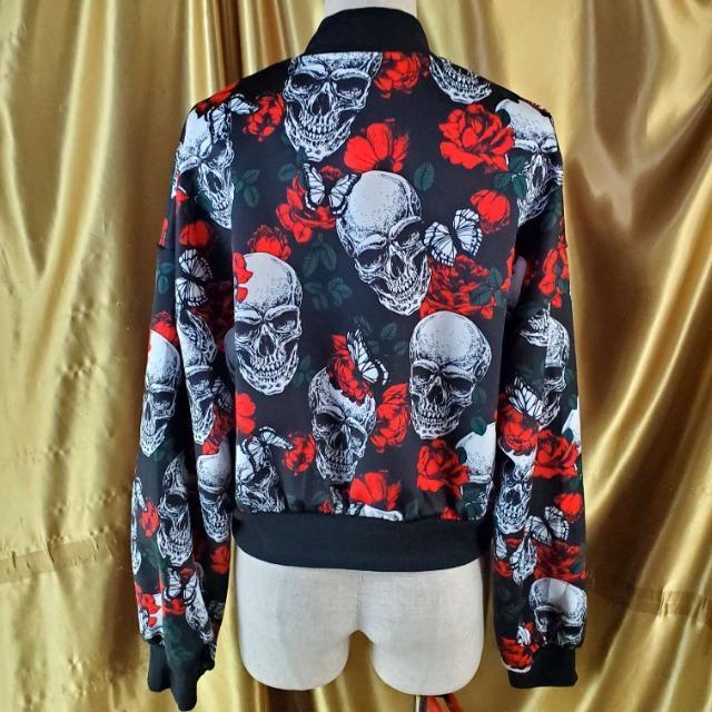 込み★538★SHEIN★スカル&薔薇柄★ジャンパー/ブルゾン★S★ < 女性ファッション  込み★538★SHEIN★スカル&薔薇柄★ジャンパー/ブルゾン★S★ < 女性ファッションの