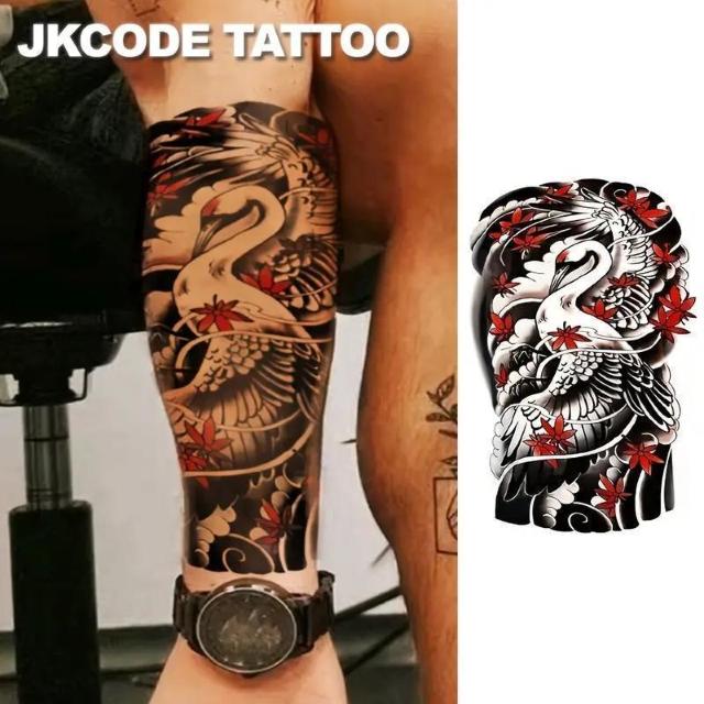超お買い得690円★ タトゥーシール2枚セット - 神話の赤い冠の鶴のトーテムデザイン、腕と背中用、リアルな長持ち(3-5日) < 女性ファッション  超お買い得690円★ タトゥーシール2枚セット - 神話の赤い冠の鶴のトーテムデザイン、腕と背中用、リアルな長持ち(3-5日) < 女性ファッションの