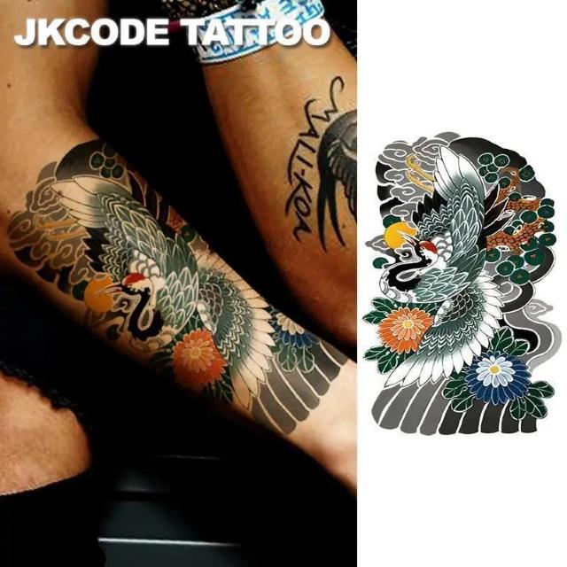 超お買い得690円★ タトゥーシール2枚セット - 神話の赤い冠の鶴のトーテムデザイン、腕と背中用、リアルな長持ち(3-5日) < 女性ファッション  超お買い得690円★ タトゥーシール2枚セット - 神話の赤い冠の鶴のトーテムデザイン、腕と背中用、リアルな長持ち(3-5日) < 女性ファッションの