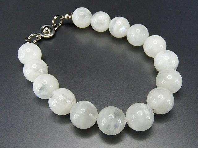 ムーンストーン約11mmブルーシラー有り天然石ワイヤー仕上げブレスレット < 女性アクセサリー/時計  ムーンストーン約11mmブルーシラー有り天然石ワイヤー仕上げブレスレット < 女性アクセサリー/時計の