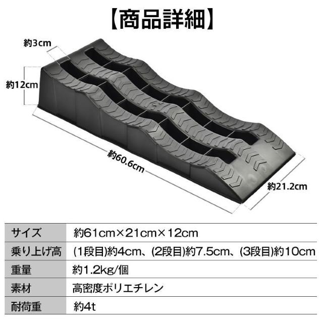 カースロープ 2個セット 高さ3段階 波型 整備用スロープ 耐荷重4t ローダウン < 自動車/バイク カースロープ 2個セット 高さ3段階 波型 整備用スロープ 耐荷重4t ローダウン < 自動車/バイク