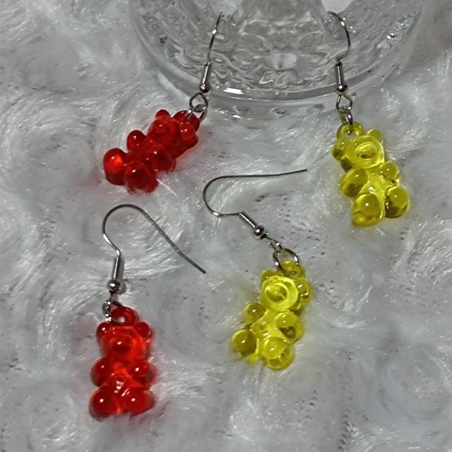 新品★可愛いベアフックピアス/イエロー+レッド < 女性アクセサリー/時計  新品★可愛いベアフックピアス/イエロー+レッド < 女性アクセサリー/時計の