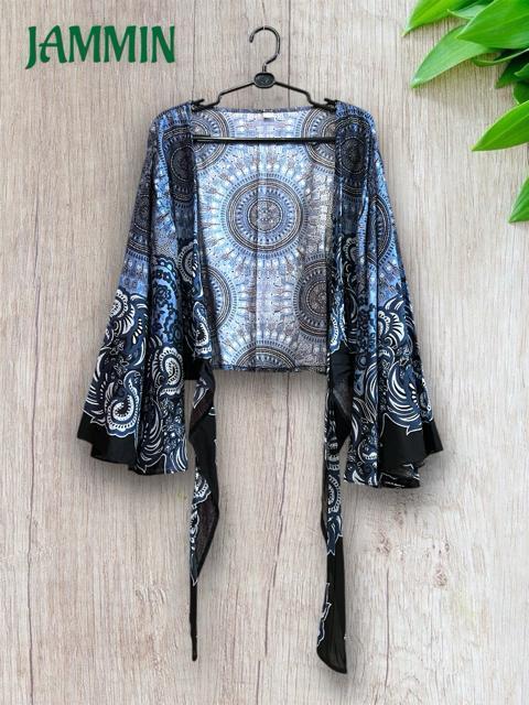アジアン紋様柄フレア袖ボレロ チョリ アジアン エスニック ヒッピー < 女性ファッション アジアン紋様柄フレア袖ボレロ チョリ アジアン エスニック ヒッピー < 女性ファッションの