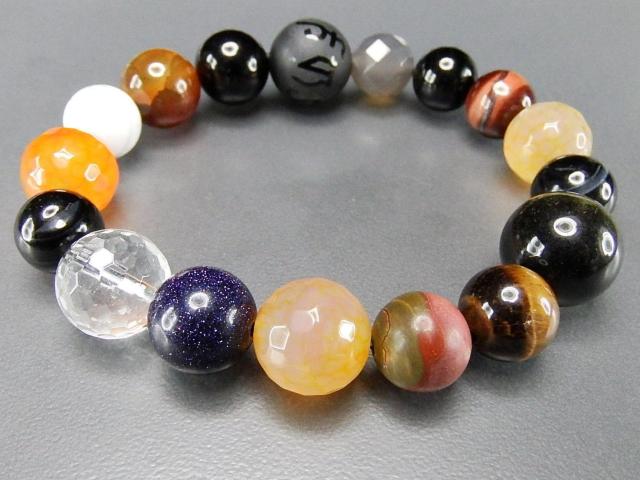 一点物大玉多種天然石オニキス六字真言フロスト水晶ブレスレット902-027a < 男性アクセサリー/時計 一点物大玉多種天然石オニキス六字真言フロスト水晶ブレスレット902-027a < 男性アクセサリー/時計の