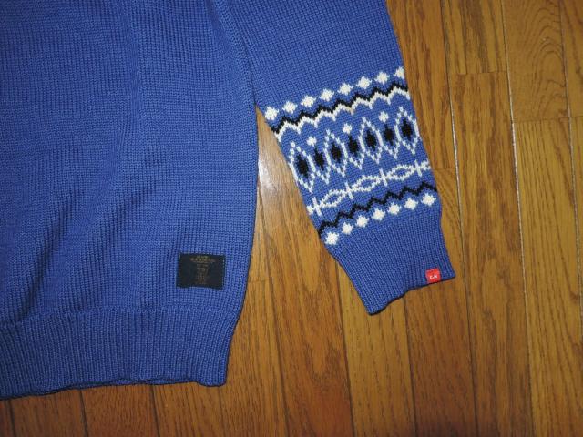 BEDWIN & THE HEARTBREAKERS ベドウィン V字 ニット 3青 ノルディック柄セーターV-NECK KNIT < ブランド BEDWIN & THE HEARTBREAKERS ベドウィン V字 ニット 3青 ノルディック柄セーターV-NECK KNIT < ブランドの
