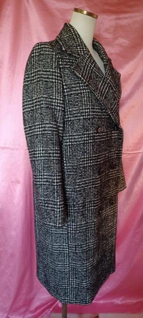 ★【GU】ジーユーお洒落☆黒白ブラック&ホワイト☆グレンチェック柄ダブルブレストコート☆テーラードカラーロングチェスターピーコート < ブランド ★【GU】ジーユーお洒落☆黒白ブラック&ホワイト☆グレンチェック柄ダブルブレストコート☆テーラードカラーロングチェスターピーコート < ブランドの