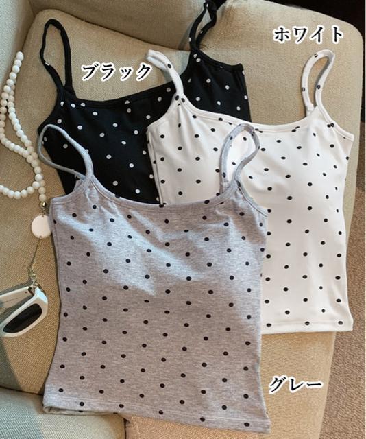 送料無料 新品 背中開きキャミソール カップ付きドット柄 < 女性ファッション  送料無料 新品 背中開きキャミソール カップ付きドット柄 < 女性ファッションの