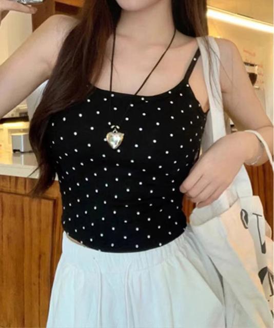 送料無料 新品 背中開きキャミソール カップ付きドット柄 < 女性ファッション  送料無料 新品 背中開きキャミソール カップ付きドット柄 < 女性ファッションの