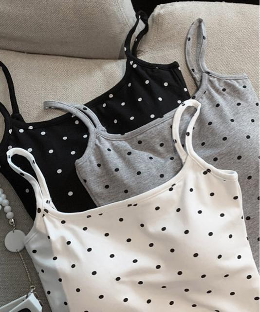 送料無料 新品 背中開きキャミソール カップ付きドット柄 < 女性ファッション  送料無料 新品 背中開きキャミソール カップ付きドット柄 < 女性ファッションの