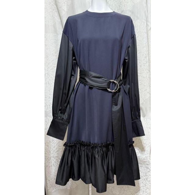 新品アディアムADEAM 長袖フリルワンピース紺#XS < 女性ファッション 新品アディアムADEAM 長袖フリルワンピース紺#XS < 女性ファッションの