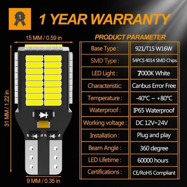 驚きの54LED搭載 T16バックライト用LEDライト2個セット 7000ケルビンバックカメラが見やすい12V/24V両用 爆光 < 自動車/バイク 驚きの54LED搭載 T16バックライト用LEDライト2個セット 7000ケルビンバックカメラが見やすい12V/24V両用 爆光 < 自動車/バイク