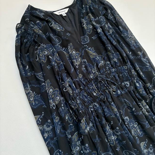◆極美品◆マウジー◆花柄シアーティアードマキシワンピース◆黒×ネイビー◆S < ブランド ◆極美品◆マウジー◆花柄シアーティアードマキシワンピース◆黒×ネイビー◆S < ブランドの