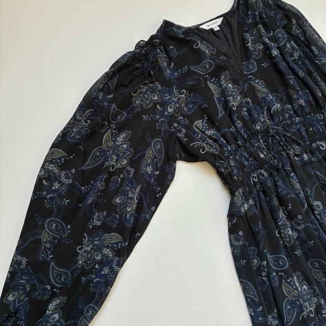 ◆極美品◆マウジー◆花柄シアーティアードマキシワンピース◆黒×ネイビー◆S < ブランド ◆極美品◆マウジー◆花柄シアーティアードマキシワンピース◆黒×ネイビー◆S < ブランドの