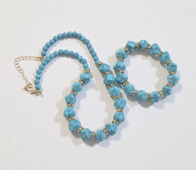 ターコイズネックレスとブレスレット2点セット★ インディアンアクセサリー ボヘミアン エスニック ターコイズ < 女性アクセサリー/時計 ターコイズネックレスとブレスレット2点セット★ インディアンアクセサリー ボヘミアン エスニック ターコイズ < 女性アクセサリー/時計の