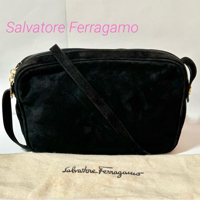 Salvatore Ferragamo �t�F���K�� �X�G�[�h ���U�[ M214610 �V�����_�[�o�b�O �u���b�N �S�[���h����  �� �u�����h�� 