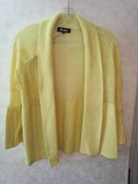 黄色ニットカーディガン麻綿ベルスリーブサマーニットボレロM < 女性ファッション  黄色ニットカーディガン麻綿ベルスリーブサマーニットボレロM < 女性ファッションの