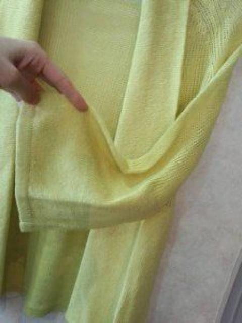 黄色ニットカーディガン麻綿ベルスリーブサマーニットボレロM < 女性ファッション  黄色ニットカーディガン麻綿ベルスリーブサマーニットボレロM < 女性ファッションの