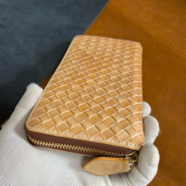 グリーン ブラウン ハンドメイド 新品 ブライドレザー ヌメ革/本革 編み込み メンズ財布 長財布  ラウンドファスナー < 男性ファッション  グリーン ブラウン ハンドメイド 新品 ブライドレザー ヌメ革/本革 編み込み メンズ財布 長財布  ラウンドファスナー < 男性ファッションの